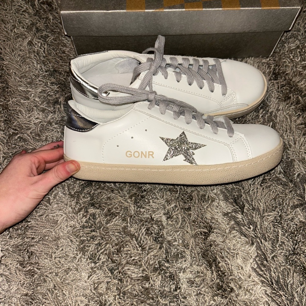 SHEIN White and Silver Star Sneakers